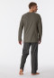 Pigiama lungo in cotone biologico a righe, grigio talpa - Comfort Nightwear