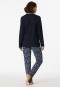 Pyjama lang biologisch katoen V-hals nachtblauw - Comfort Nightwear