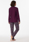 Pigiama lungo in cotone biologico con scollo a V, prugna - Comfort Nightwear