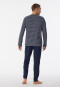 Pigiama lungo in cotone biologico con scollo a V e motivo a righe, blu notte - 95/5 Nightwear