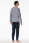 Schlafanzug lang Ringel Bündchen nachtblau - Casual Essentials