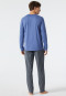Schlafanzug lang Rundhals Fischgradmuster jeansblau/dunkelblau - Fashion Nightwear