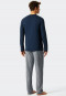 Pyjama lang ronde hals Tencel gestreept donkerblauw - selected! premium