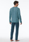 Schlafanzug lang Streifen jeansblau - Long Life Soft