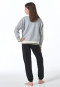 Schlafanzug lang Sweatware Bündchen grau-meliert - Nightwear