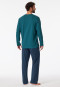 Pyjamas long V-neck chest pocket denim blue patterned - Comfort Essentials