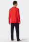 Schlafanzug lang V-Ausschnitt Streifen rot - Comfort Fit