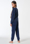 Pigiama lungo in velluto Mille Fleur blu scuro - Teens Nightwear