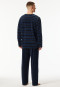 Pyjamas long velour stripes midnight blue - Casual Nightwear