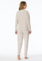 Schlafanzug lang wärmend Bündchen beige - Selected Premium Warming
