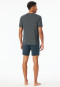Korte pyjama van modalvezel met v-hals, blauw met strepen - Long Life Soft