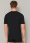 Shirt kurzarm Doppelripp Organic Cotton Knopfleiste schwarz  - Retro Rib