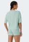 Maglia a maniche corte in Interlock di cotone biologico a costine, verde menta - Mix+Relax