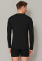 Shirt long-sleeved double rib organic cotton button placket black - Retro Rib