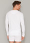 Maglietta a maniche lunghe a doppia costa in cotone biologico con abbottonatura, bianco - Retro Rib