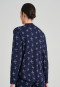 Shirt long-sleeved interlock button placket stand-up collar all-over print dark blue patterned - Mix & Relax