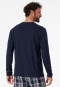 T-shirt à manches longues bleu foncé à col rond - Mix & Relax Cotton