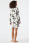 Sleep shirt long-sleeved interlock button placket piping floral print off-white - Contemporary Nightwear
