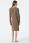 Sleep shirt long-sleeved wide silhouette V-neck minimal print brown - Essentials Comfort Fit