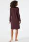Sleep shirt long-sleeved wide silhouette V-neck minimal print burgundy - Essentials Comfort Fit