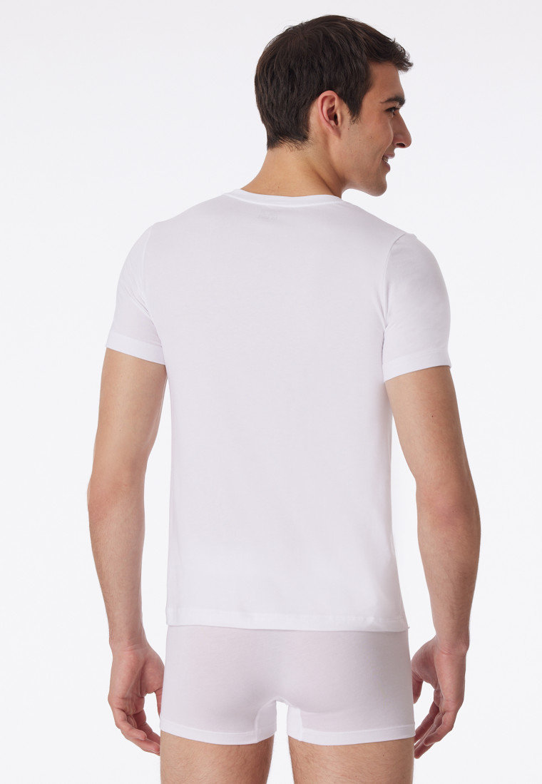 T-shirt met korte mouwen, jersey, elastisch, v-hals, wit - Long Life Soft