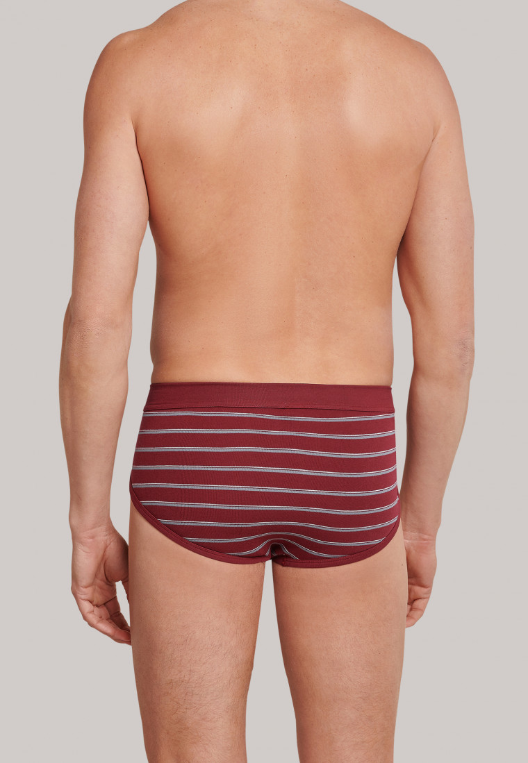 Sports briefs fine rib double pack with fly-front burgundy striped - Original Classics