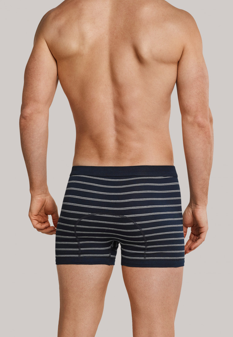 Boxer briefs with fine rib double pack with fly-front dark blue striped - Original Classics