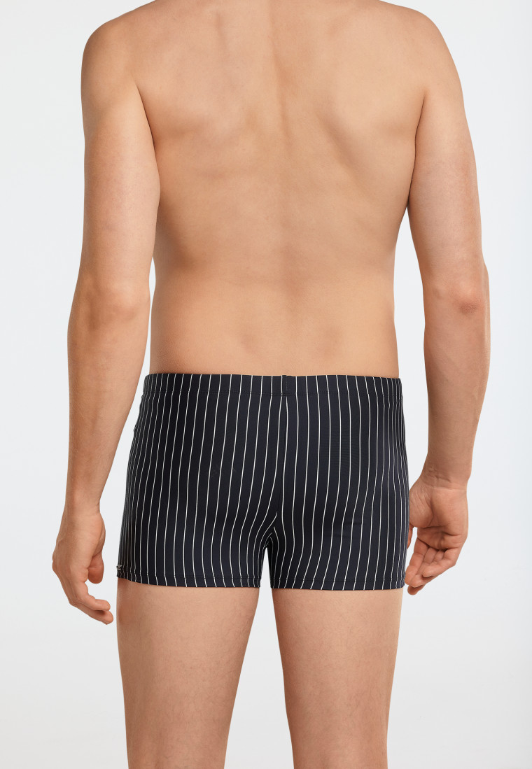 Badehose mit Reißverschlusstasche Wirkware  Streifen schwarz - Nautical Casual