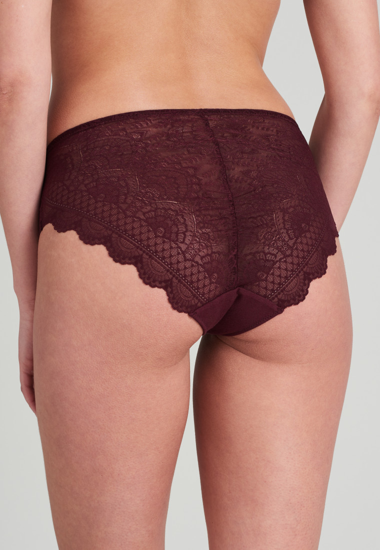 Slip taille haute en dentelle intégrale bordeaux - Feminine Lace