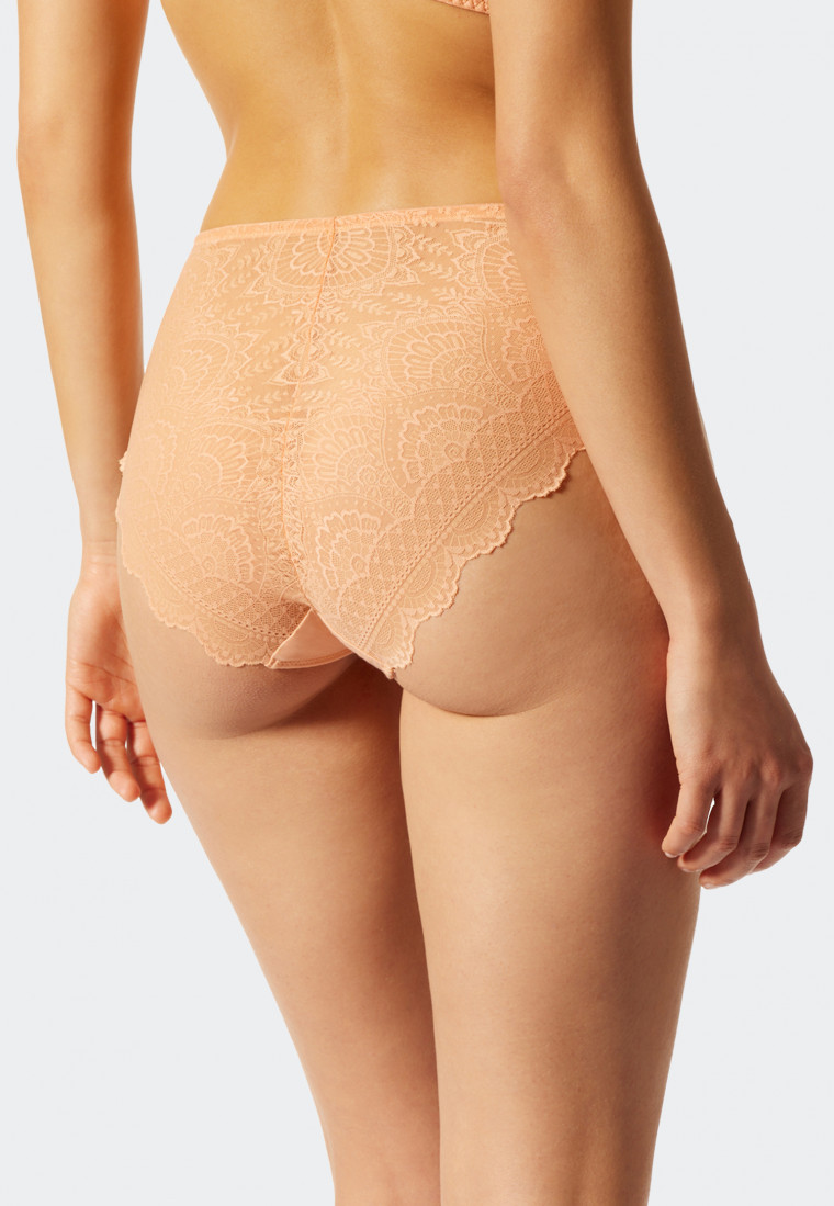 Culotte taille haute dentelle intégrale couleur pêche - Dentelle féminine