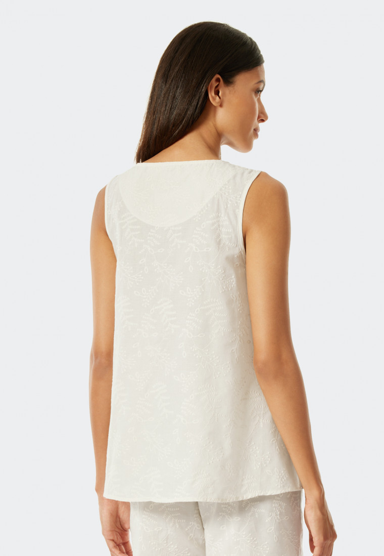 Strappy top woven fabric embroidery off-white - Mix & Relax