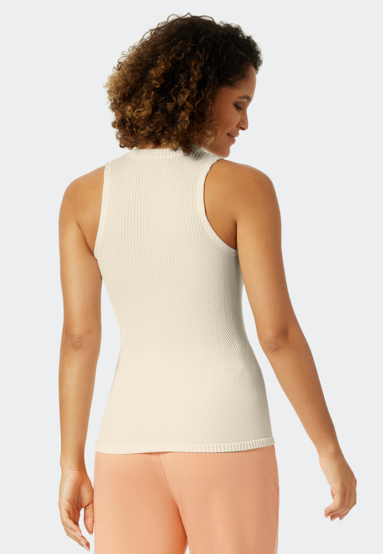 Top seamless Lyocell geribbelde look gebroken wit - Lounge Seamless