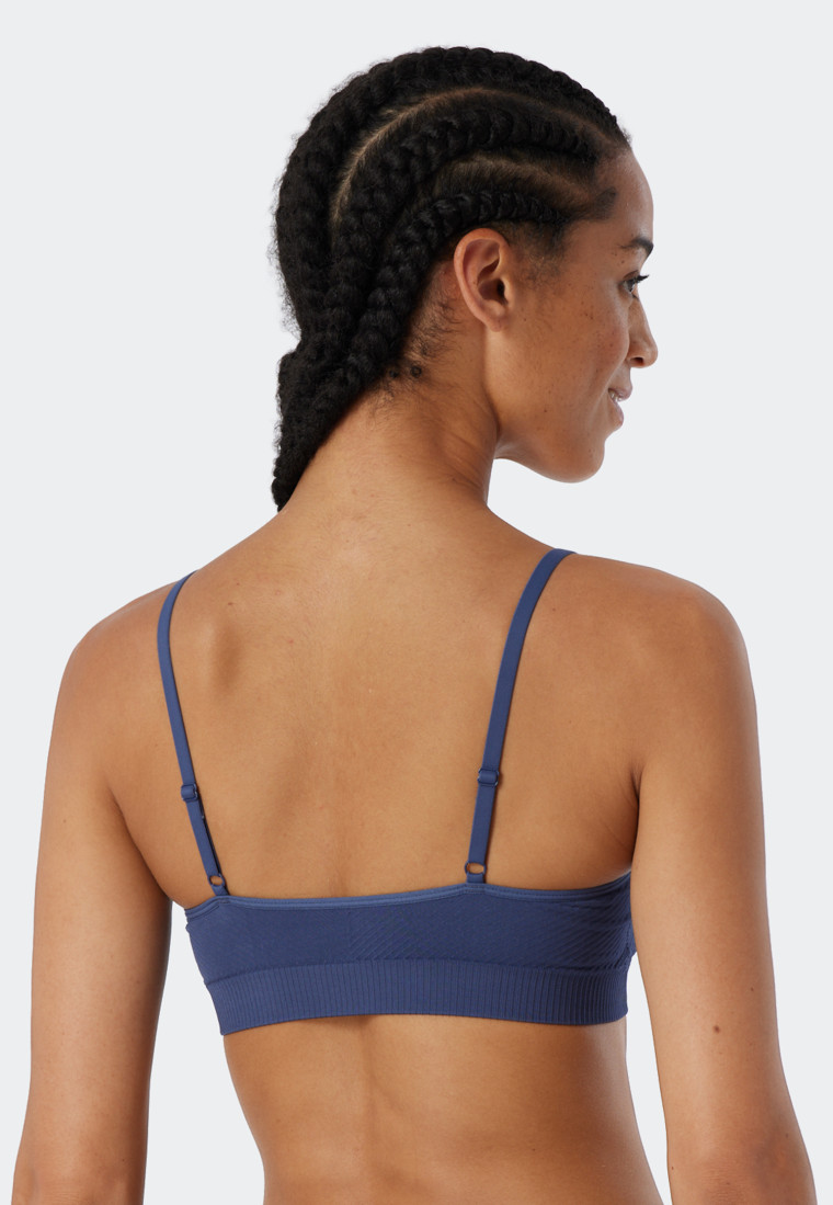 Bustier herausnehmbare Cups Spitze blau - Seamless Recycled Rib