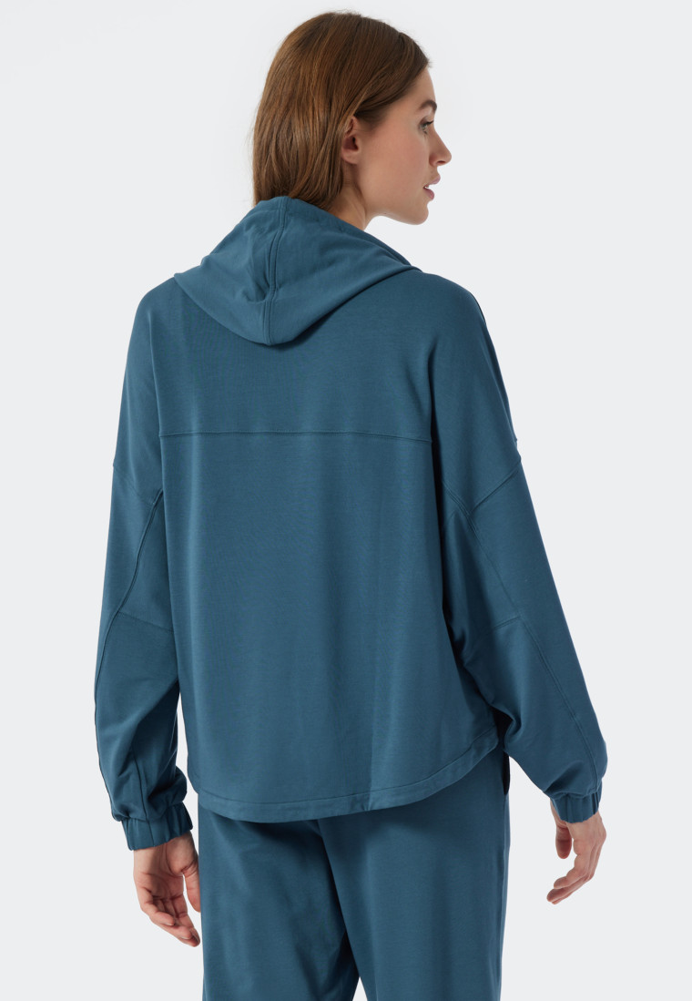 Hoodie long-sleeved Lyocell oversized hood blue-green - Mix+Relax Lounge