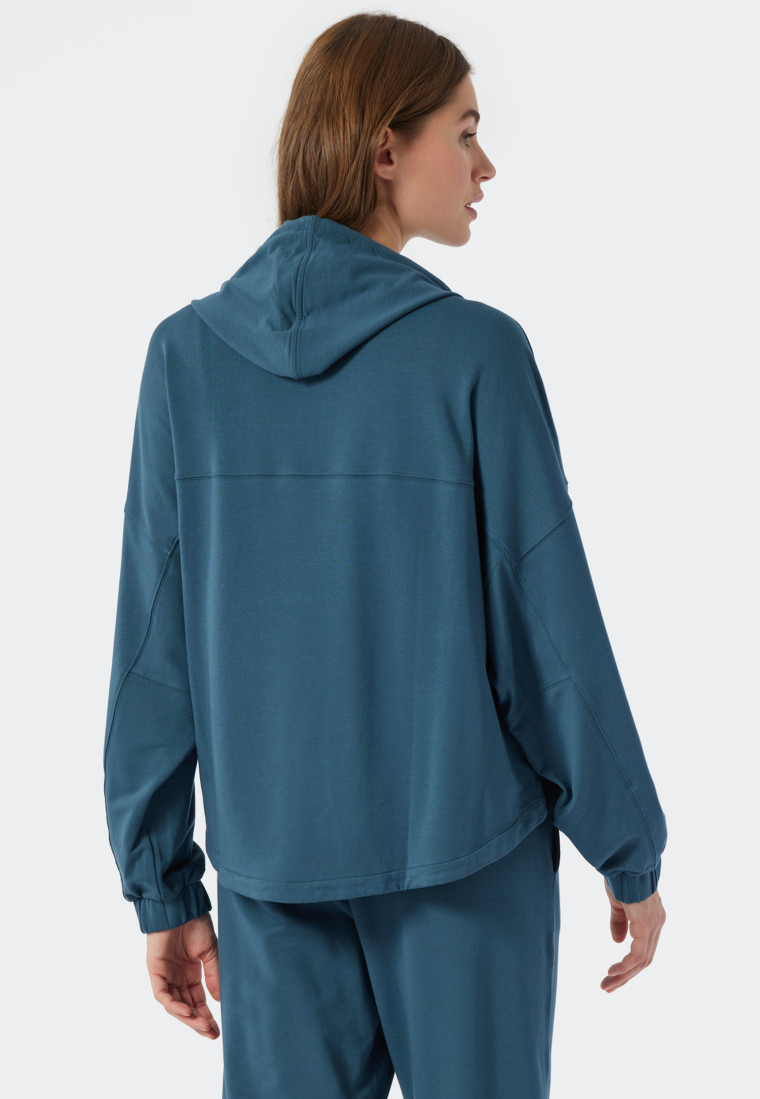 Hoodie langarm Lyocell Oversized Kapuze blaugrün - Mix+Relax Lounge