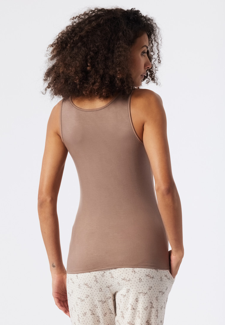 Top Tencel V-neck lace brown - Tencel Lace