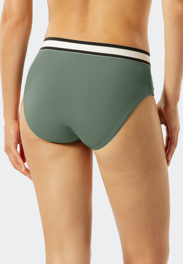 Midi-bikinislip gevoerd met elastische tailleband kaki  California Dream