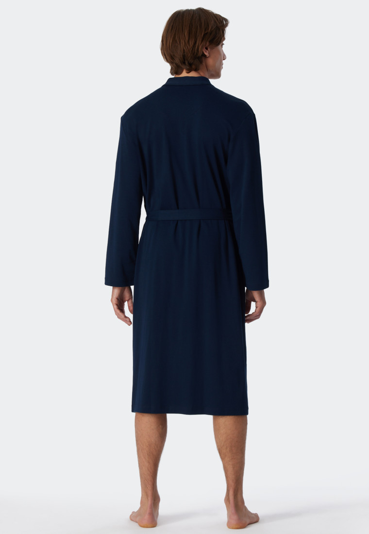 Bathrobe fine interlock dark blue - Essentials