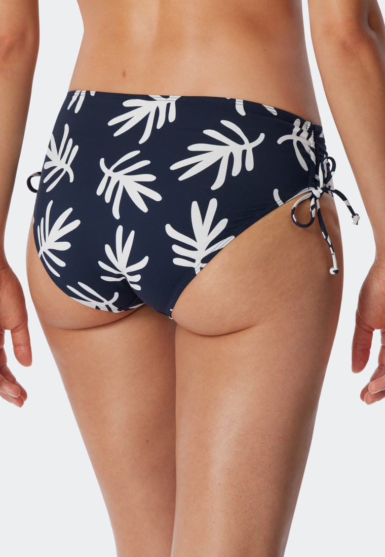 Midi-bikinislip zijkanten verstelbare hoogte koraal met donkerblauw patroon - Mix & Match Coral Life