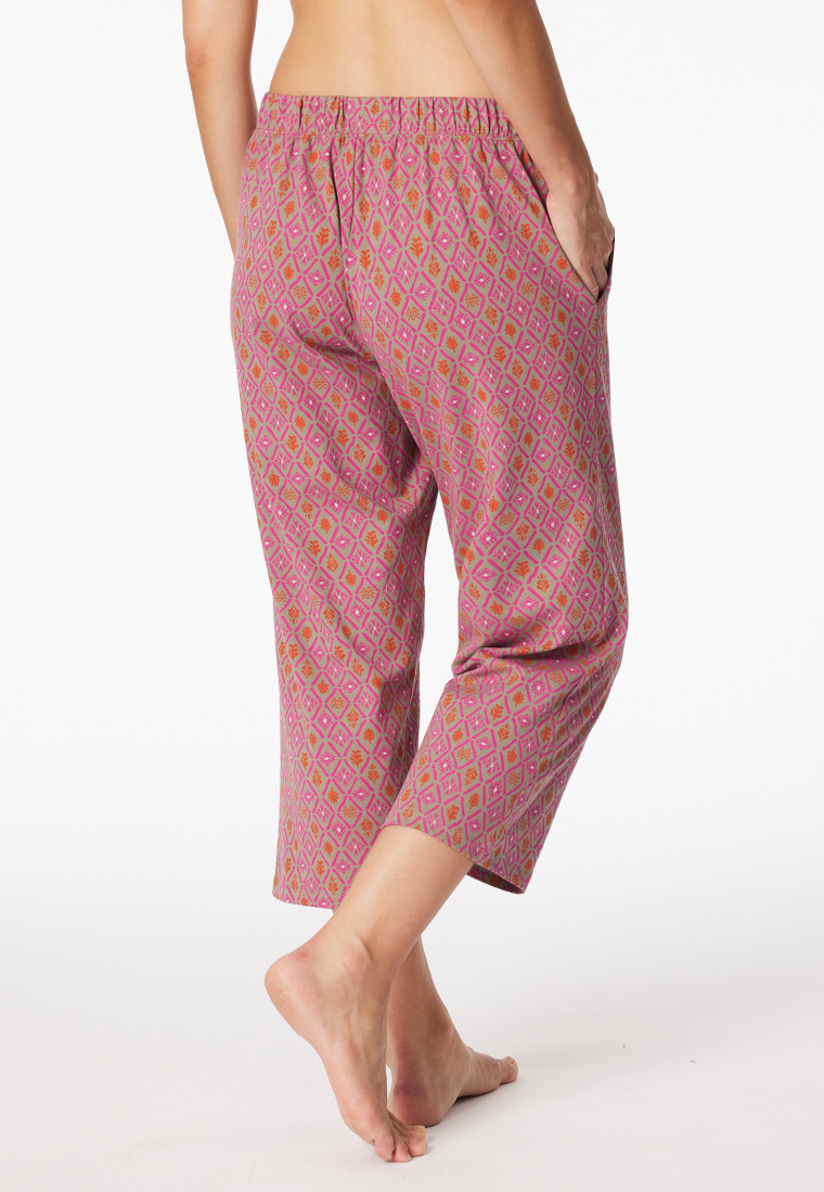 3/4 lange broek met fuchsia patroon - Mix+ Relax