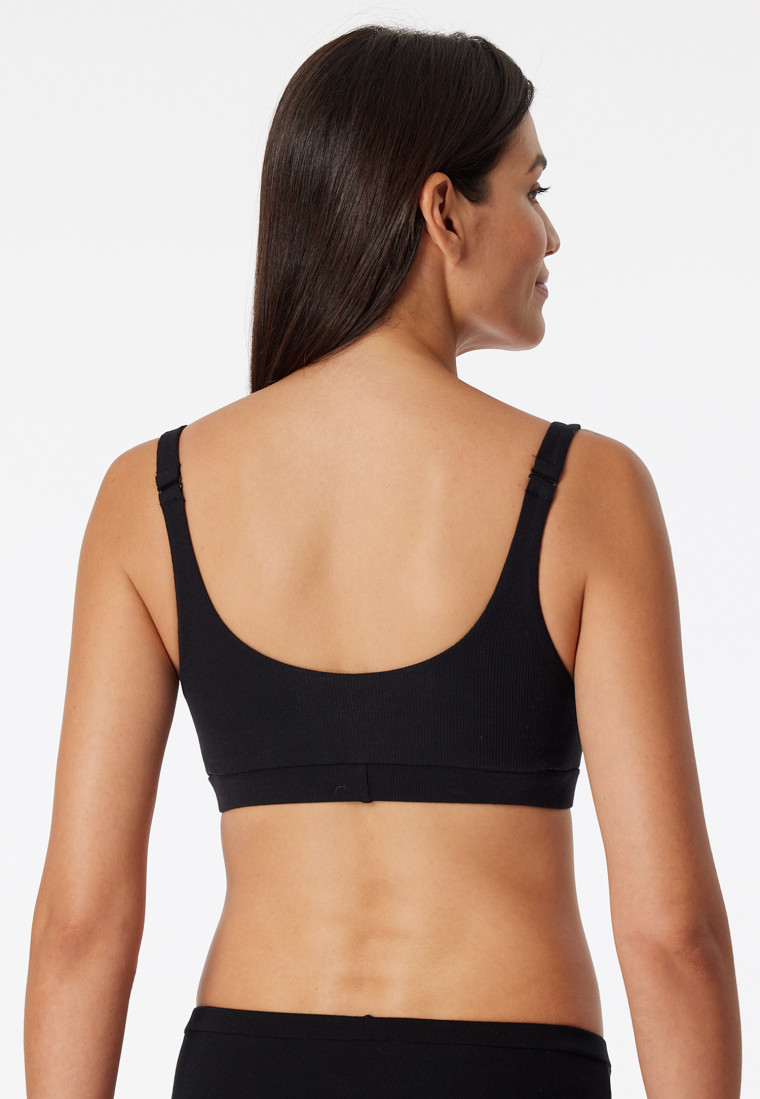 Brassière côtelée coton bio noir - Pure Rib