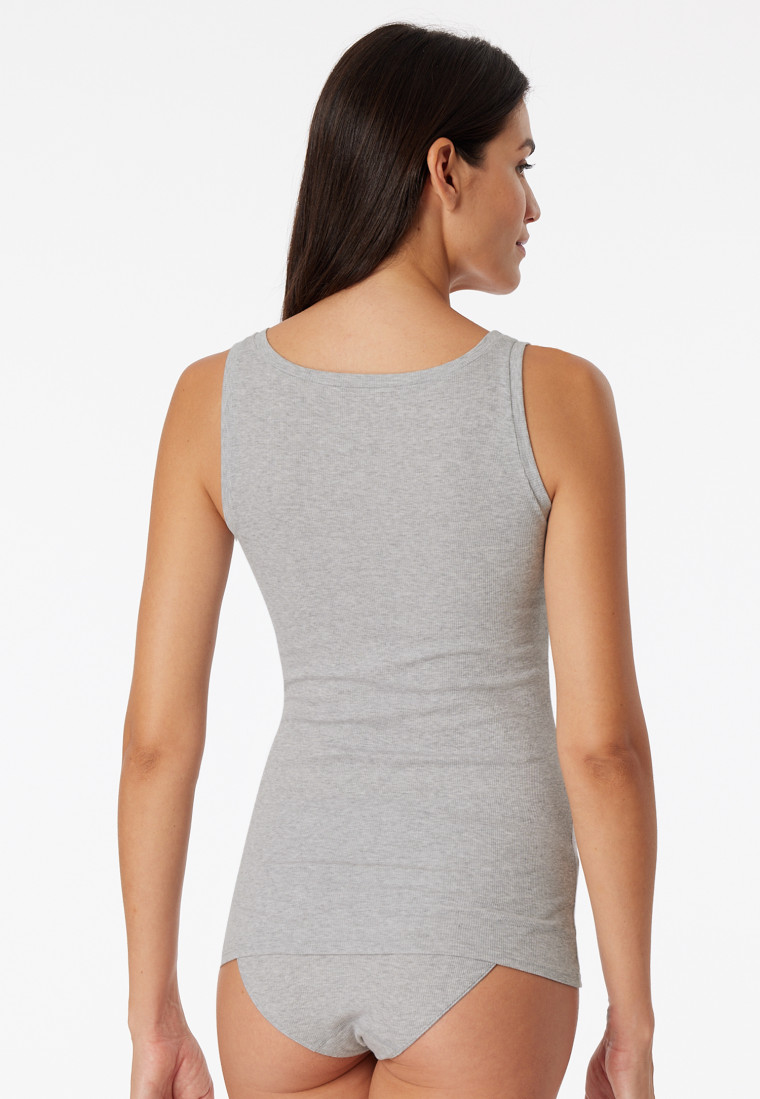 Tank top double rib organic cotton black - Pure Rib