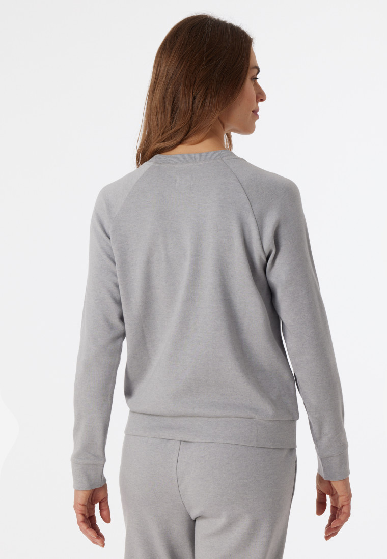 Felpa a maniche lunghe in tessuto Interlock, grigio screziato - Mix+Relax