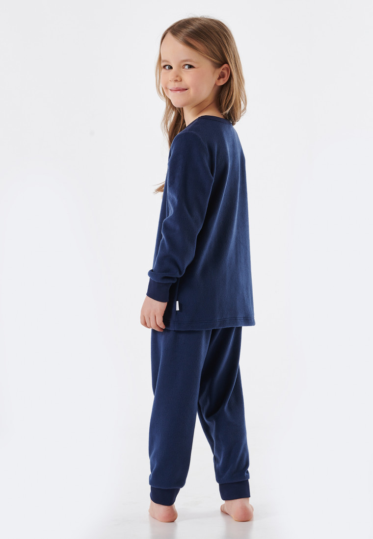 Pajamas long fleece cuffs sorceress college dark blue - Cat Zoe