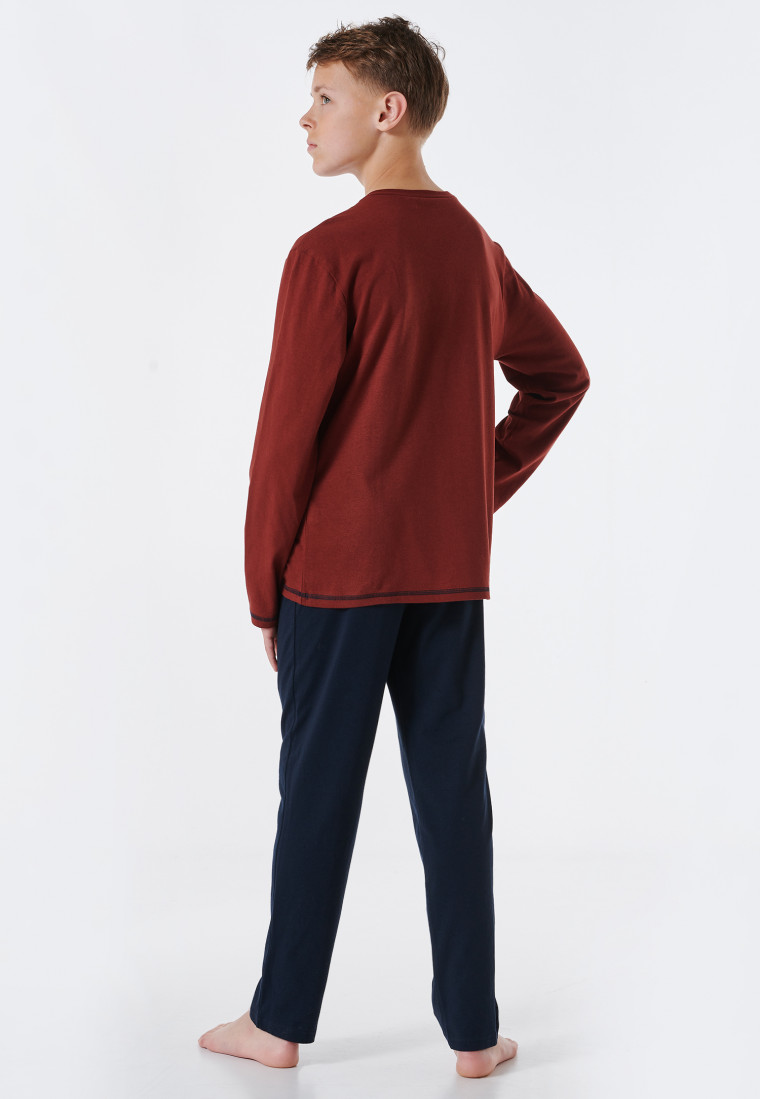 Pajamas long organic cotton Golden Gate brown - Teens Nightwear