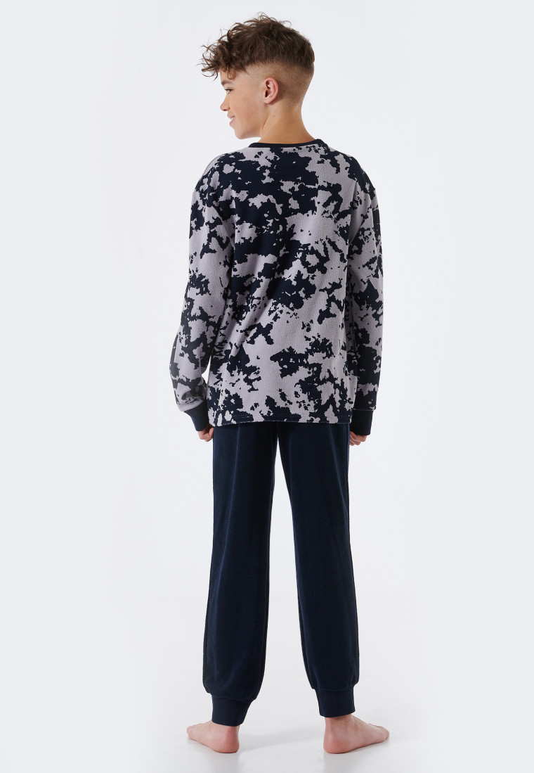 Pyjama lang badstof manchetten lichtgrijs met patroon - Teens Nightwear