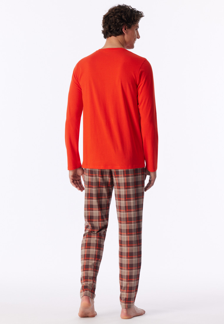 Schlafanzug lang kariert praline - Casual Essentials
