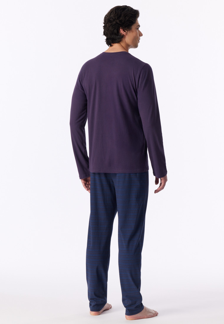 Lange pyjama in auberginekleur met patroon - Casual Essentials