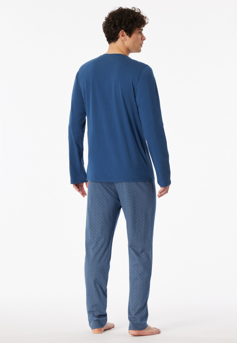 Pyjama long bleu marine imprimé - Casual Essentials
