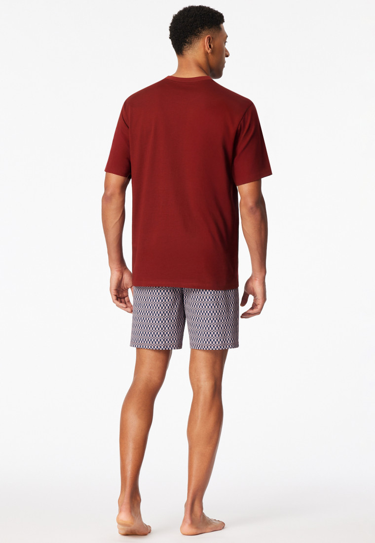 Short pyjamas patterned red - Comfort Nightwear